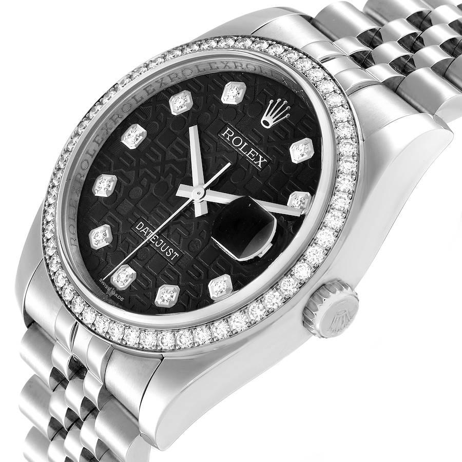 Rolex Datejust 36 Quadrante Nero Diamante Lunetta Orologio Unisex 116244 Scheda Scatola in vendita 2