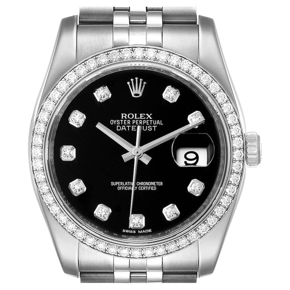 Rolex Datejust Silver Anniversary Diamond Dial Bezel Men’s Watch 116244