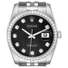 Rolex Datejust 36 Quadrante Nero Diamante Lunetta Orologio Unisex 116244 Scheda Scatola
