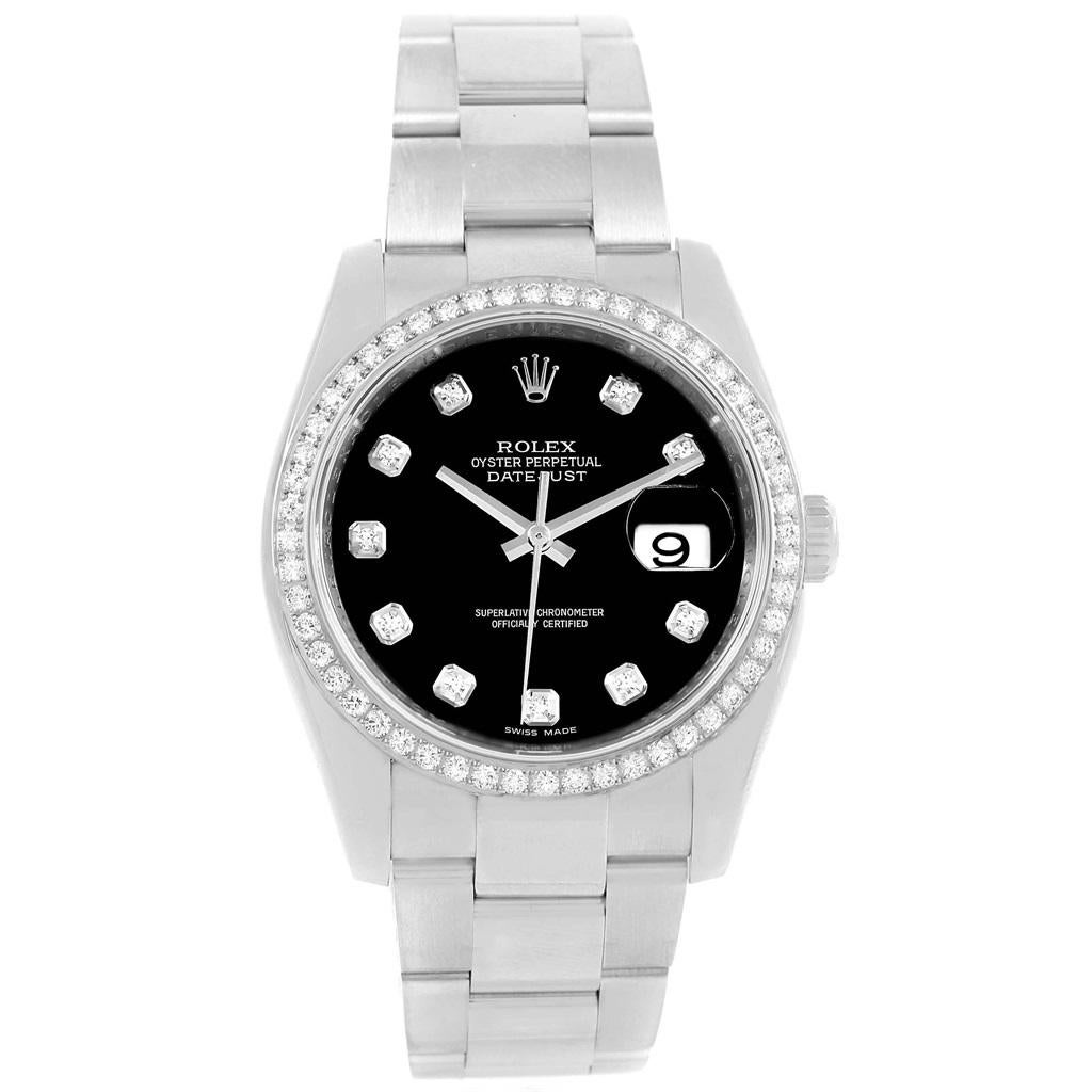 Rolex Datejust 36 Black Diamond Dial Bezel Unisex Watch 116244 6