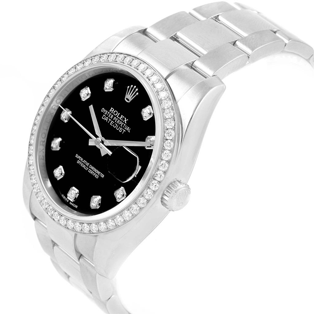 Rolex Datejust 36 Black Diamond Dial Bezel Unisex Watch 116244 In Excellent Condition In Atlanta, GA