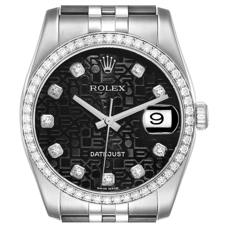 Rolex Datejust 36 Black Diamond Dial Bezel Unisex Watch 116244 at 1stDibs