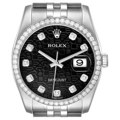 Rolex Datejust 36 Black Diamond Dial Bezel Unisex Watch 116244