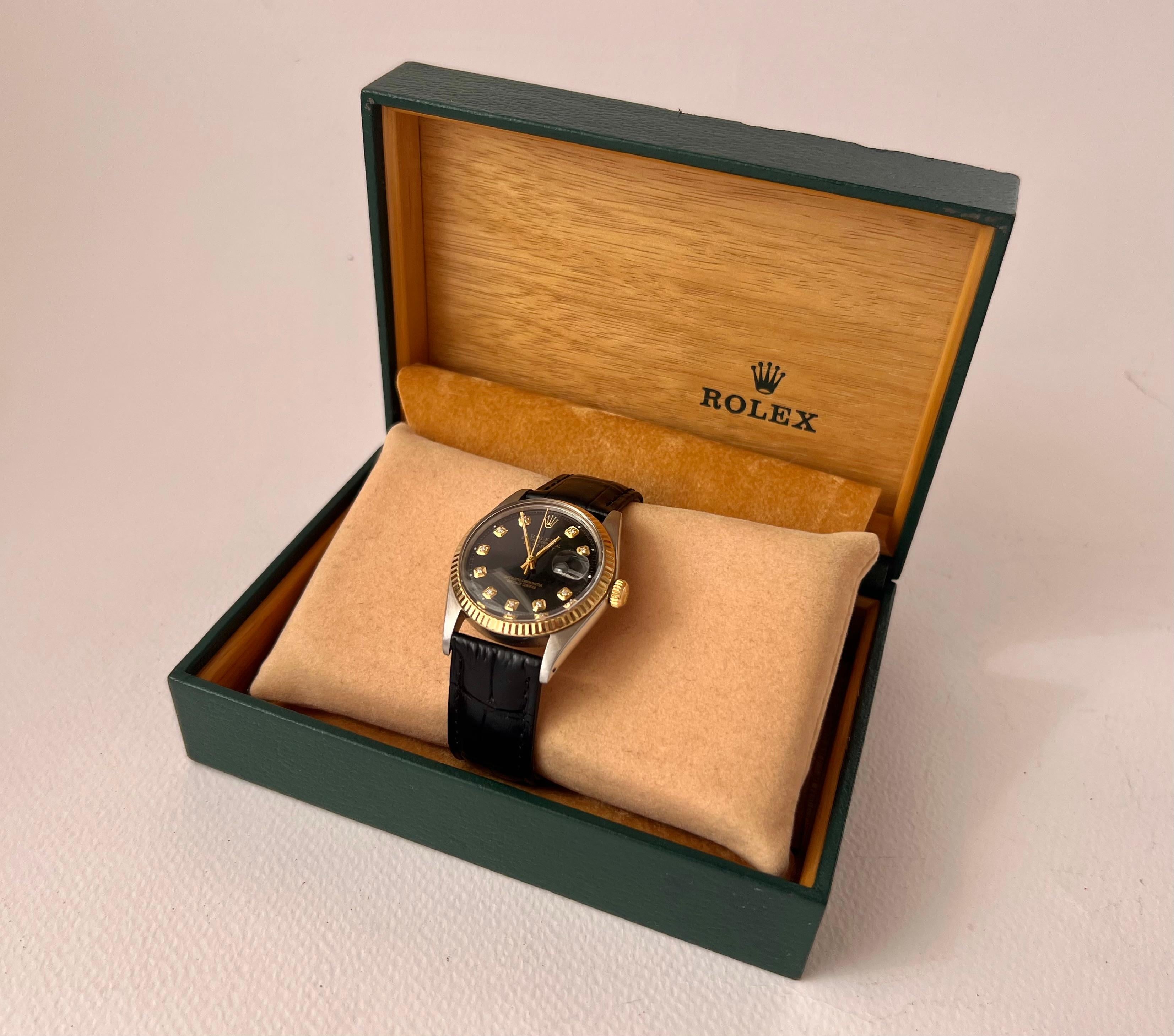 Rolex Datejust 36 Black Diamonds Dial 1601 Watch Boxed 3