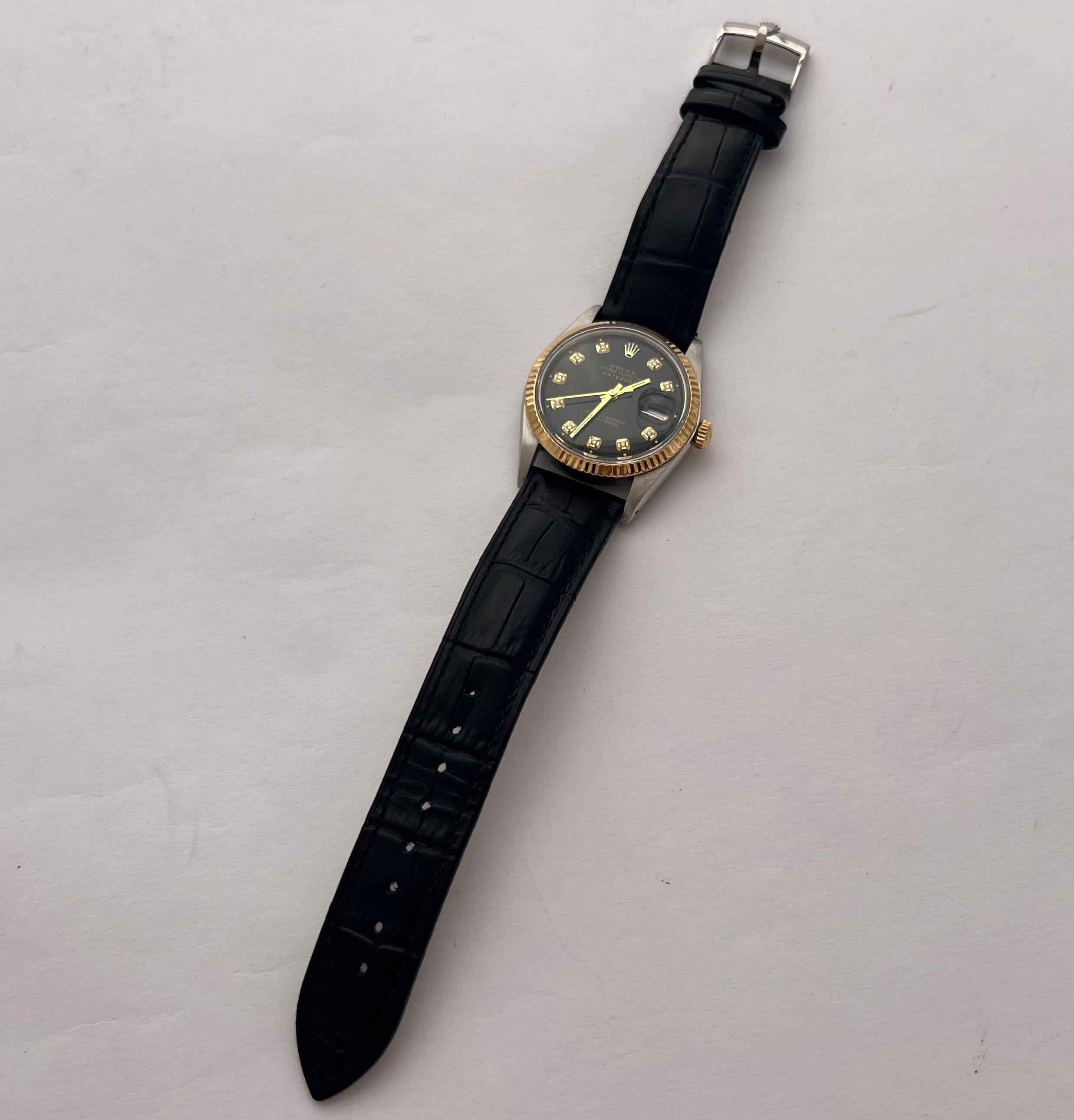 Rolex Datejust 36 Black Diamonds Dial 1601 Watch Boxed 4