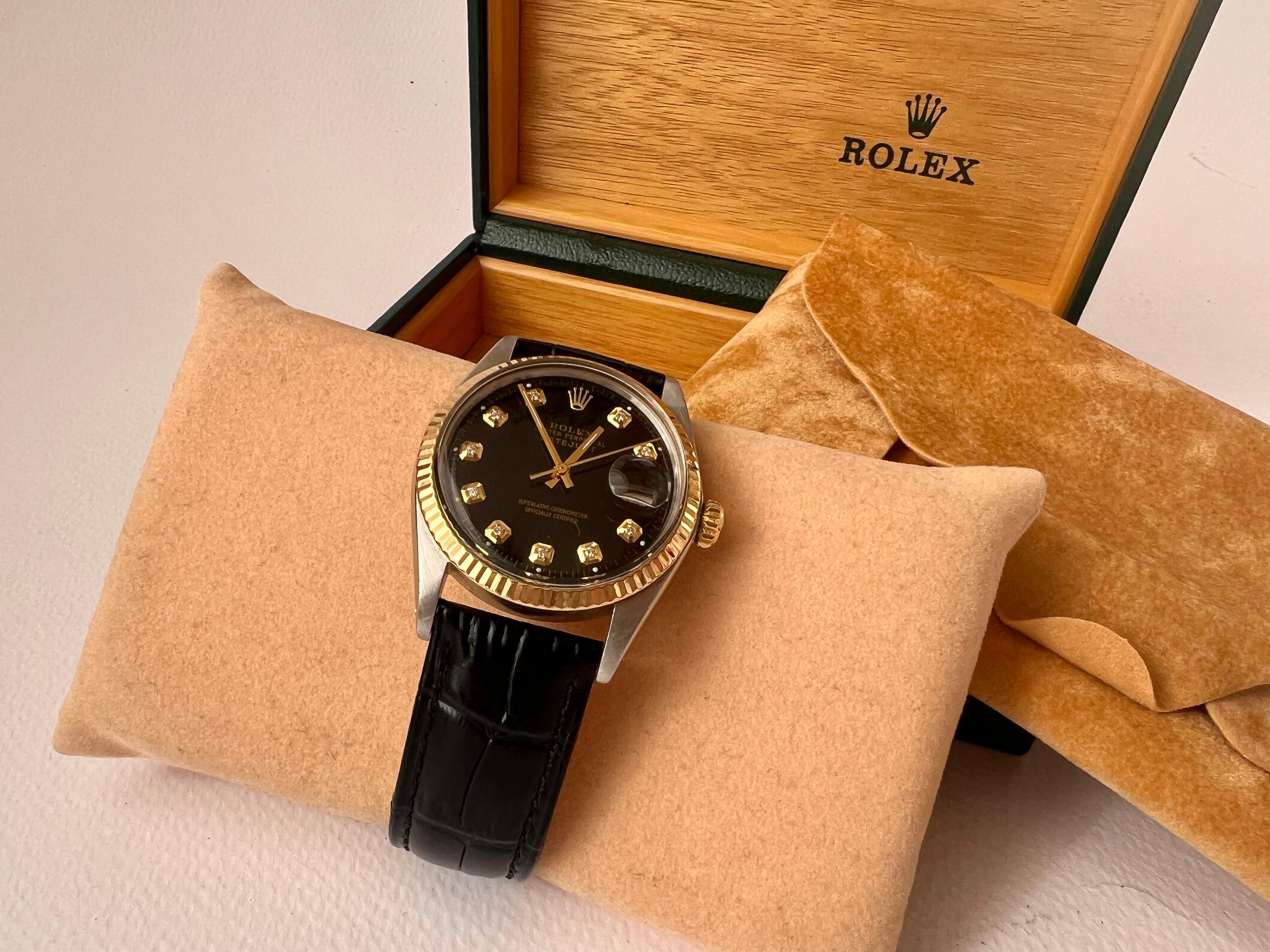 Rolex Datejust 36 Black Diamonds Dial 1601 Watch Boxed 1