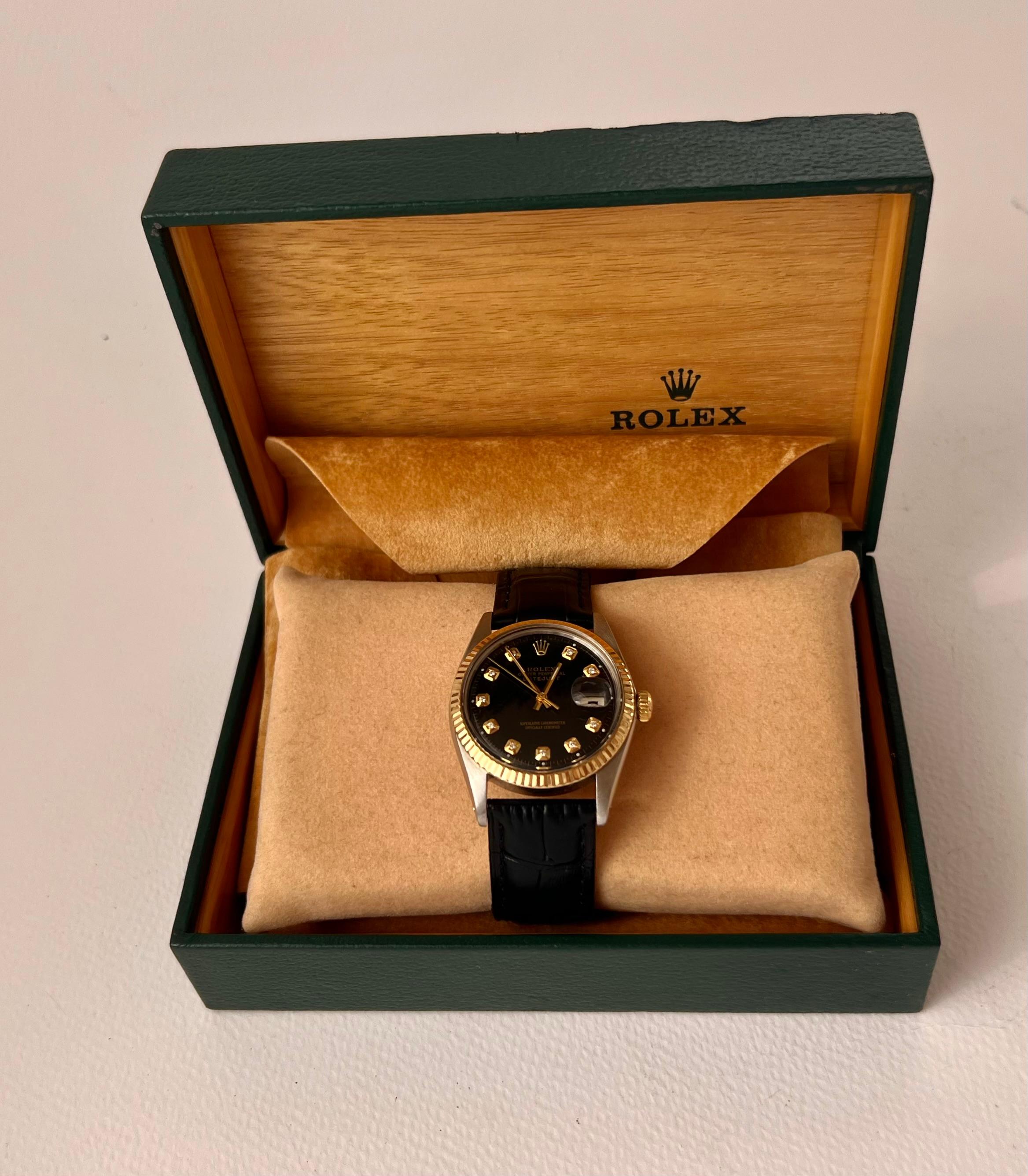 Rolex Datejust 36 Black Diamonds Dial 1601 Watch Boxed 2