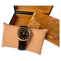 Vintage Rolex Datejust 36 Black Diamonds Dial 1601 Watch Boxed