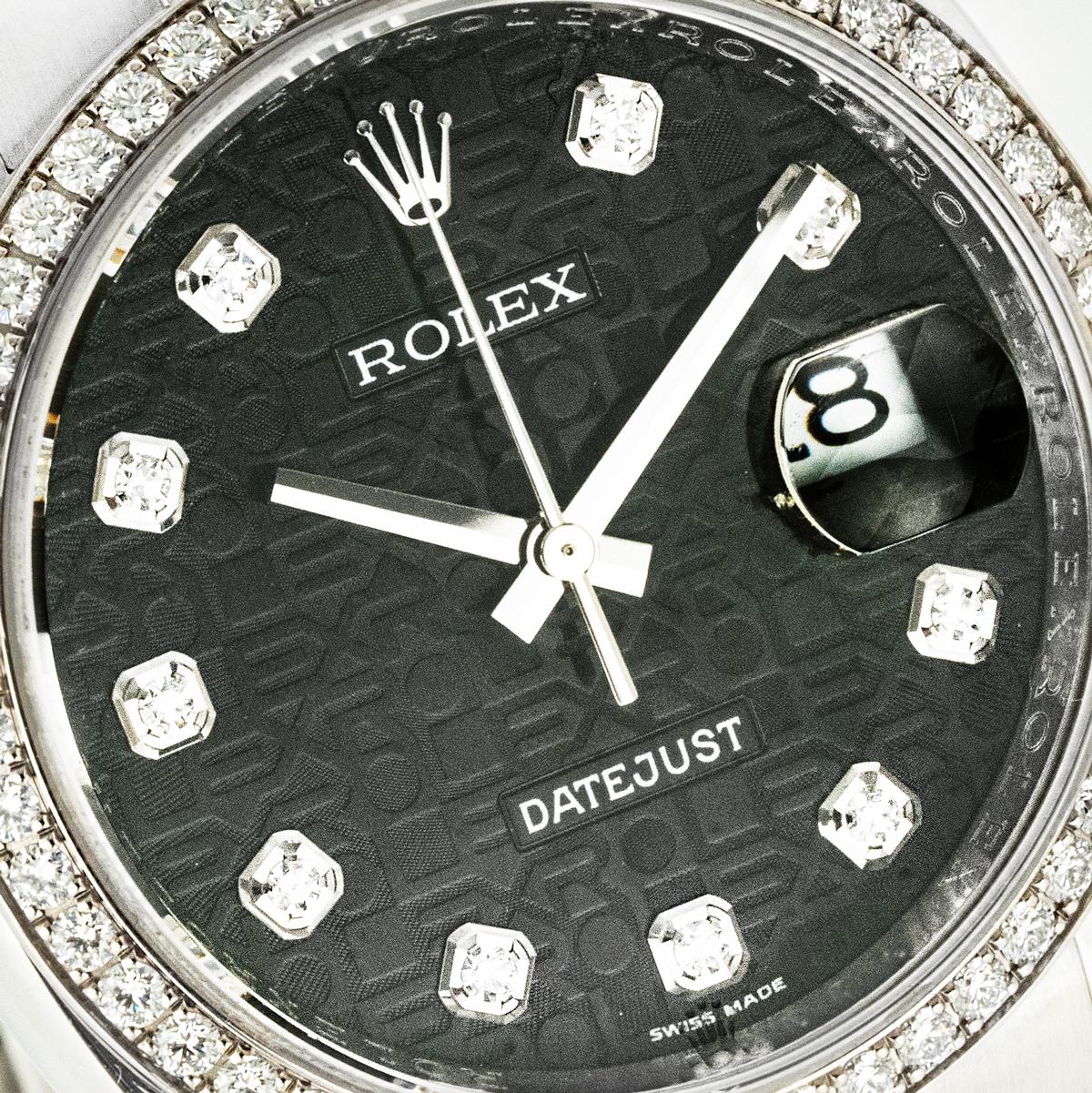 Rolex Datejust 36 Black Jubilee Diamond Dial Diamond Bezel 116244 Corte brillante en venta