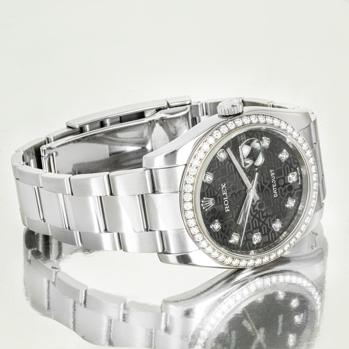 Rolex Datejust 36 Black Jubilee Diamond Dial Diamond Bezel 116244 en venta 4