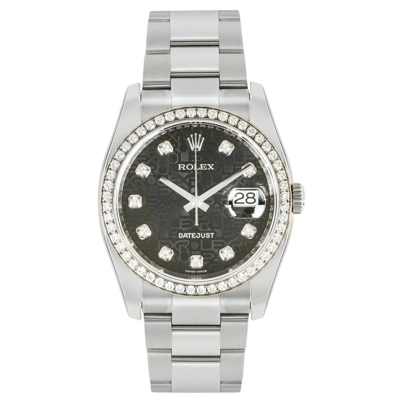 Rolex Datejust 36 Black Jubilee Diamond Dial Diamond Bezel 116244 en venta