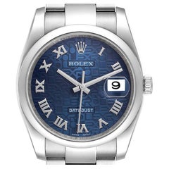 Rolex Datejust 36 Blue Anniversary Dial Steel Mens Watch 116200 Box Card