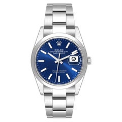 Rolex Montre Datejust 36 pour hommes avec cadran bleu et lunette bombée 126200 non portée