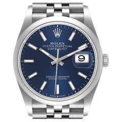 Rolex Datejust 36 Blue Dial Domed Bezel Steel Mens Watch 126200 Unworn