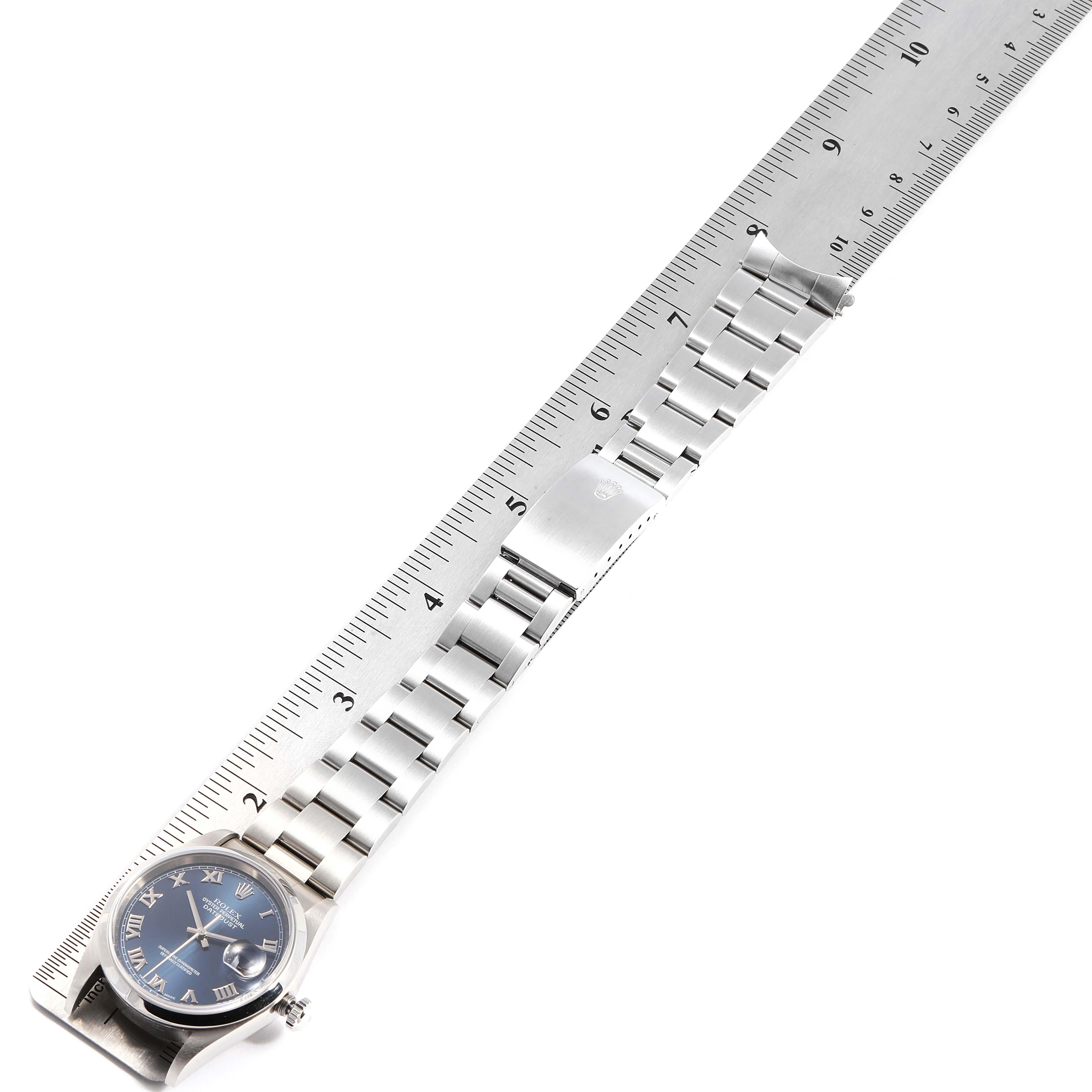 Rolex Datejust Blue Dial Oyster Bracelet Steel Men's Watch 16200 For Sale 7