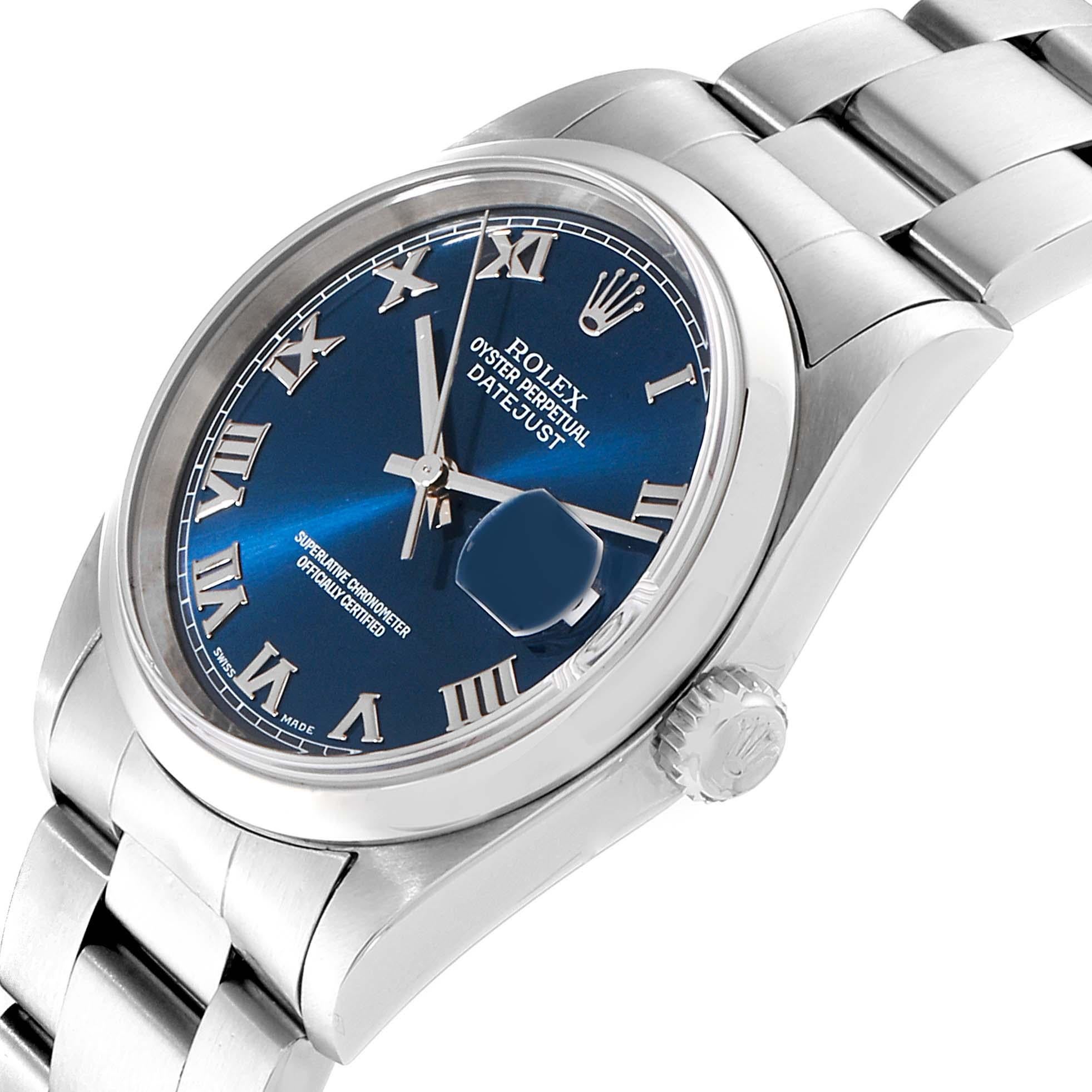 Rolex Datejust Blue Dial Oyster Bracelet Steel Men's Watch 16200 For Sale 2