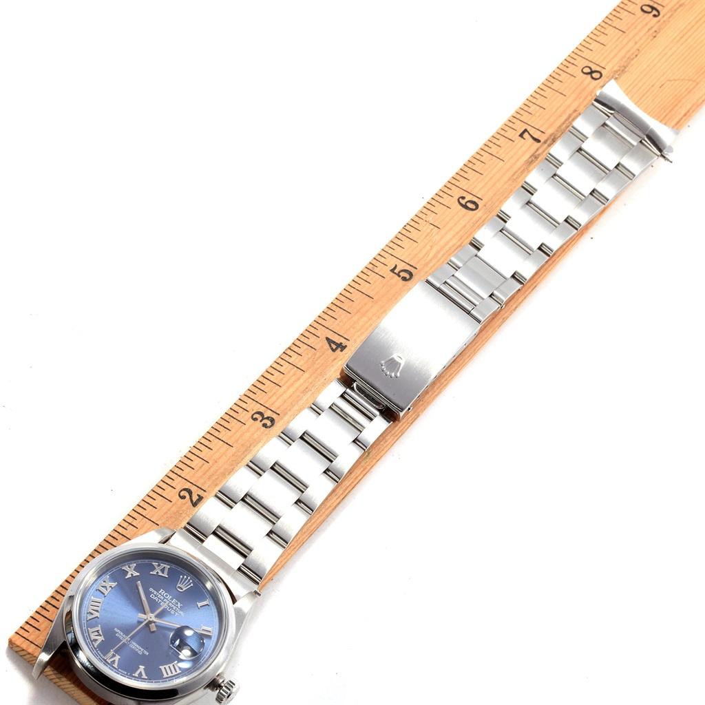 Rolex Datejust 36 Blue Roman Dial Domed Bezel Steel Men's Watch 16200 For Sale 9
