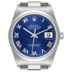 Rolex Datejust 36 Blue Roman Dial Steel Mens Watch 16200