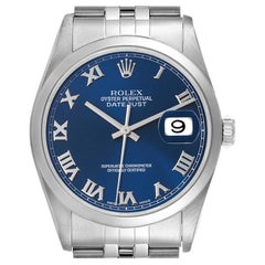 Rolex Datejust Blue Roman Dial Steel Mens Watch 16200