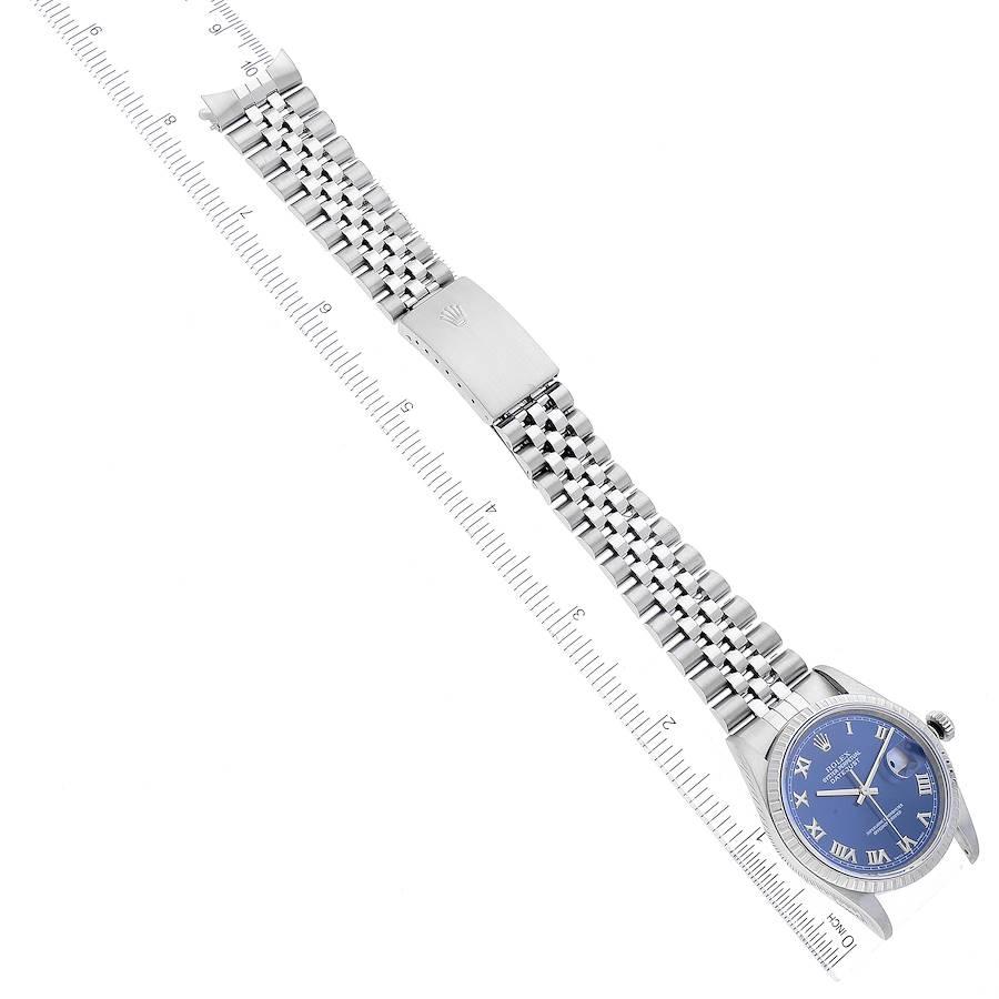 Rolex Datejust 36 Blue Roman Dial Steel Mens Watch 16220 6