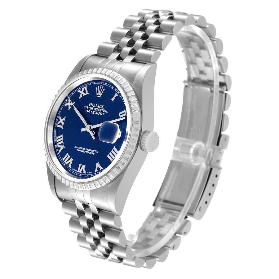 Men's Rolex Datejust 36 Blue Roman Dial Steel Mens Watch 16220