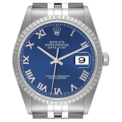 Rolex Datejust 36 Blue Roman Dial Steel Mens Watch 16220