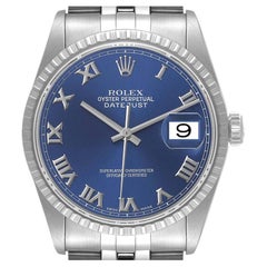 Rolex Datejust 36 Blue Roman Dial Steel Mens Watch 16220