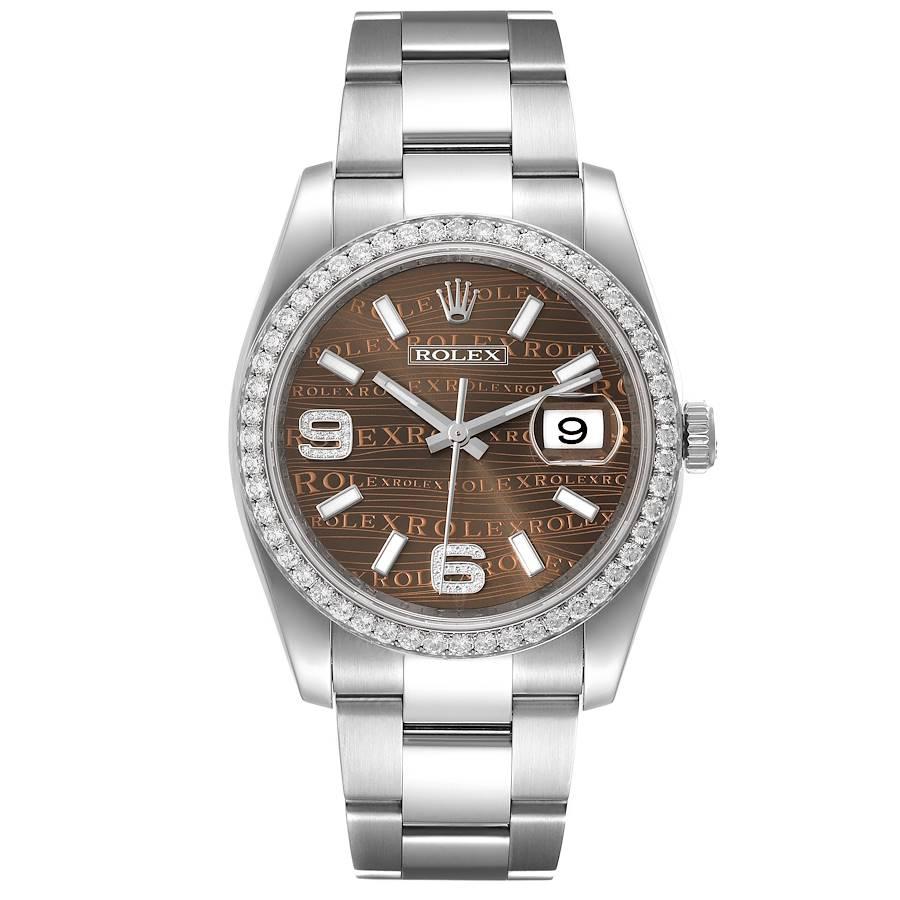 Rolex Datejust 36 Bronze Wave Dial Diamond Mens Watch 116244 1