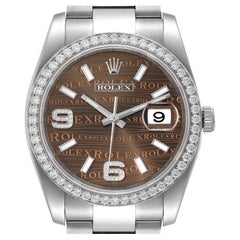 Rolex Datejust 36 Bronze Wave Dial Diamond Mens Watch 116244