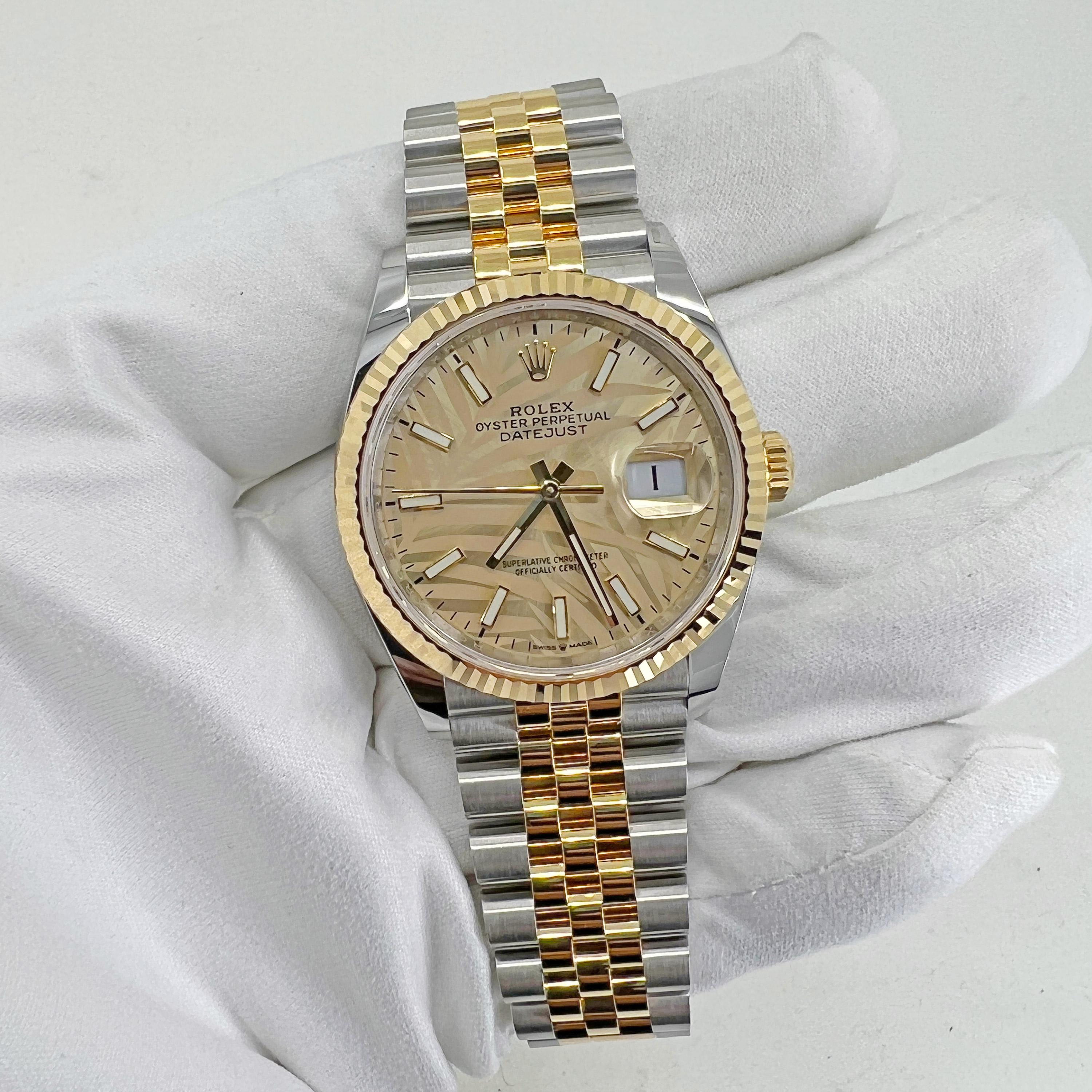 Rolex Datejust, 36, Champagne PM, Fluted, 126233, Unworn Watch, Complete 2022 For Sale 7
