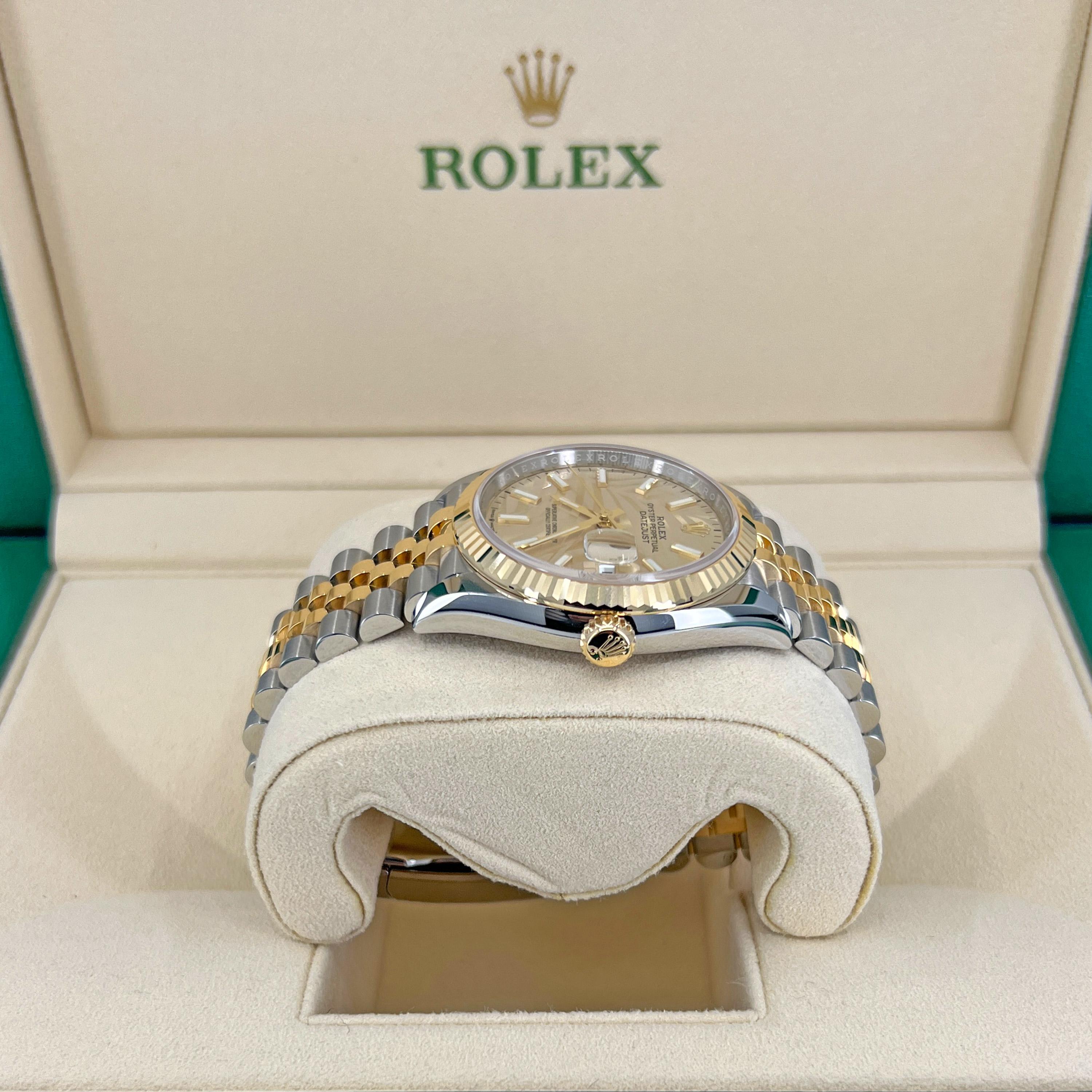 Women's or Men's Rolex Datejust, 36, Champagne PM, Fluted, 126233, Unworn Watch, Complete 2022 For Sale