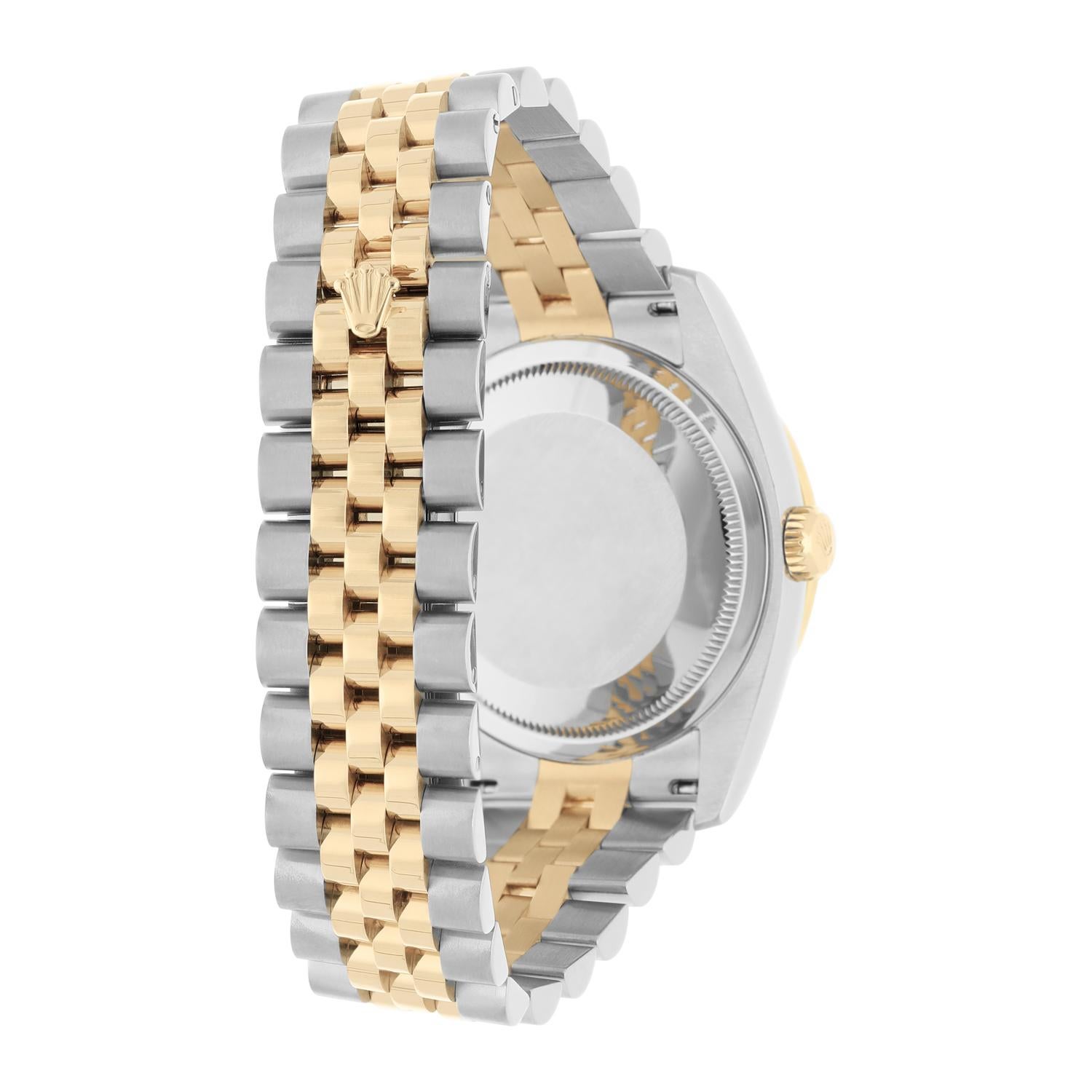 Rolex Montre Datejust 36 avec cadran pyramidal ivoire en or et acier 116233 en vente 3