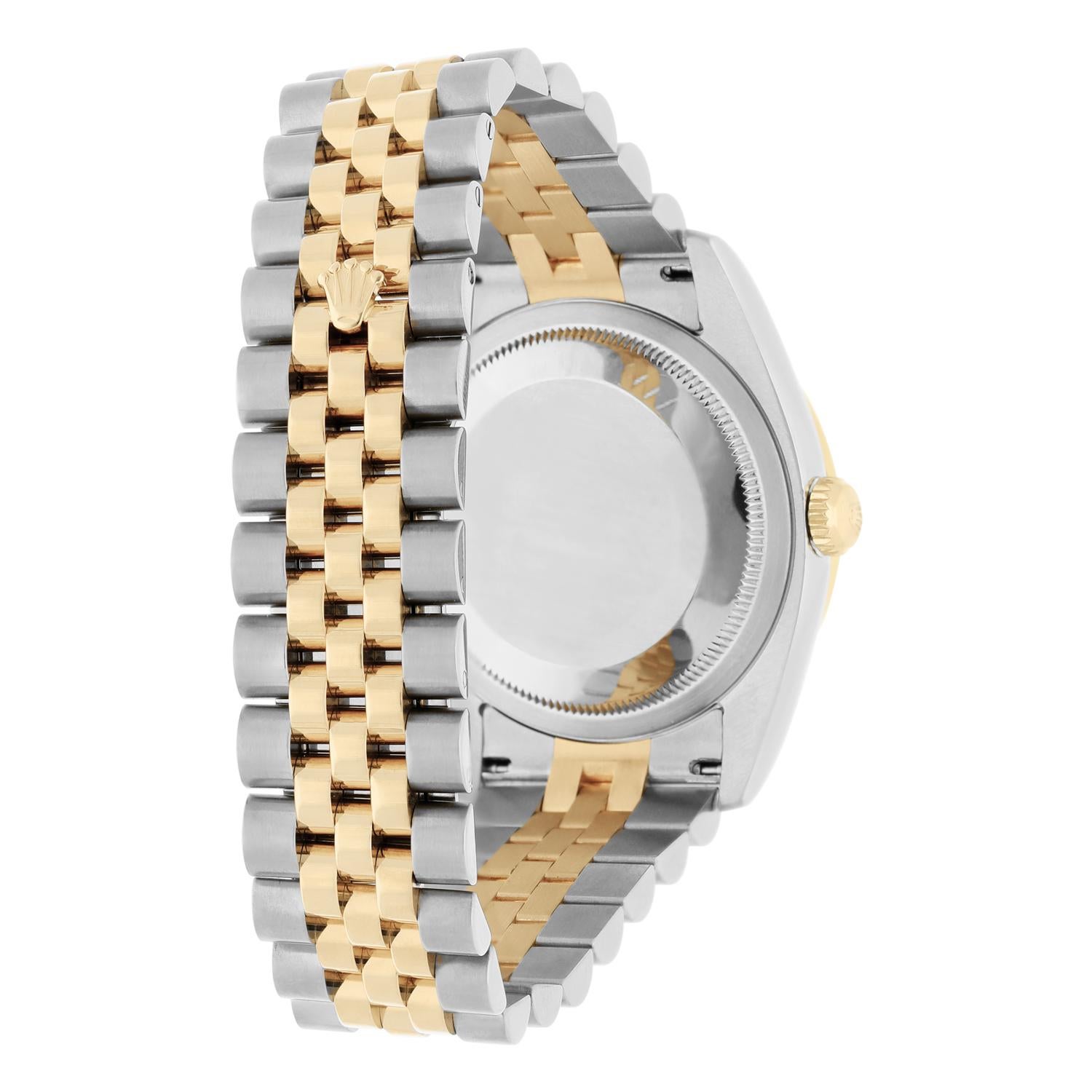 Rolex Montre Datejust 36 avec cadran pyramidal ivoire en or et acier 116233 en vente 2