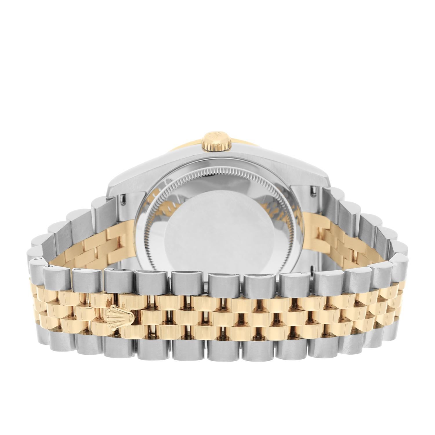 Rolex Montre Datejust 36 avec cadran pyramidal ivoire en or et acier 116233 en vente 4