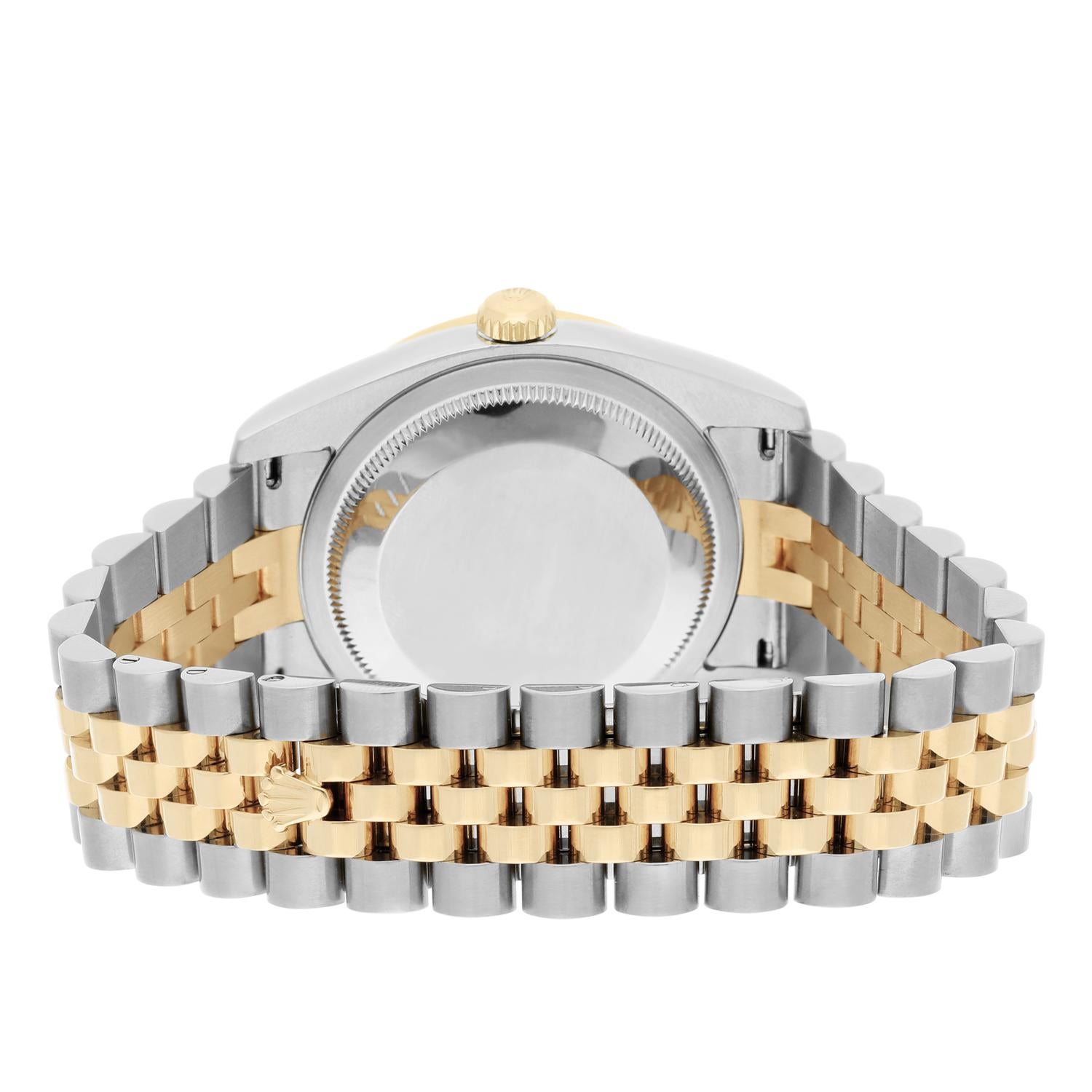 Rolex Montre Datejust 36 avec cadran pyramidal ivoire en or et acier 116233 en vente 3