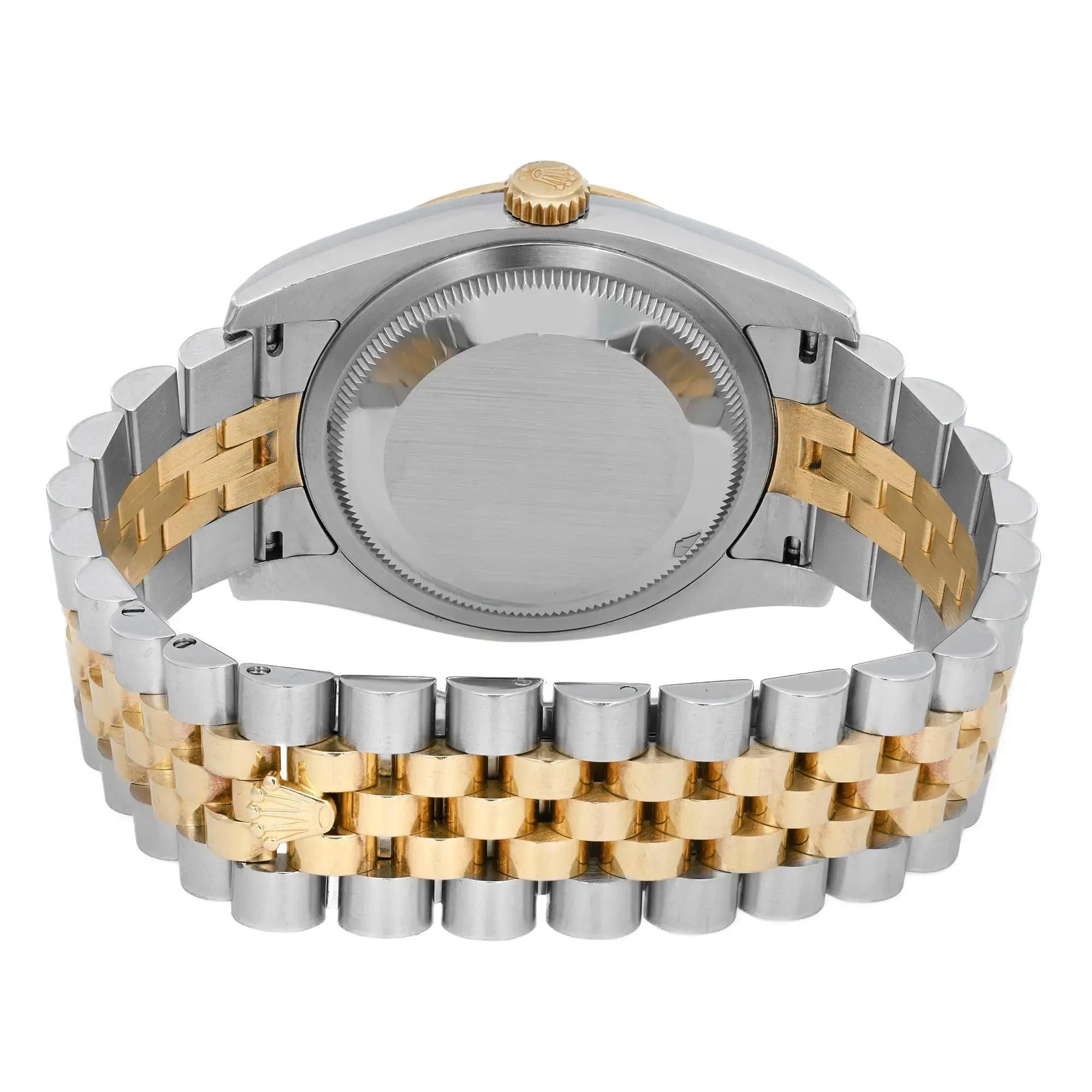 Reloj Rolex Datejust 36 Diamantes Oro 18k Acero Esfera Floral Plata 116243 en venta 1