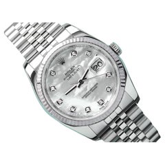 Rolex Datejust Factory Mother of Pearl Diamond Dial Stainless Steel Watch