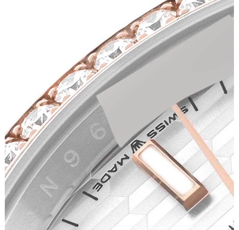Rolex Datejust 36 Herrenuhr aus Stahl und Roségold mit geriffeltem Zifferblatt und Diamant-Lünette 126281 im Angebot 2