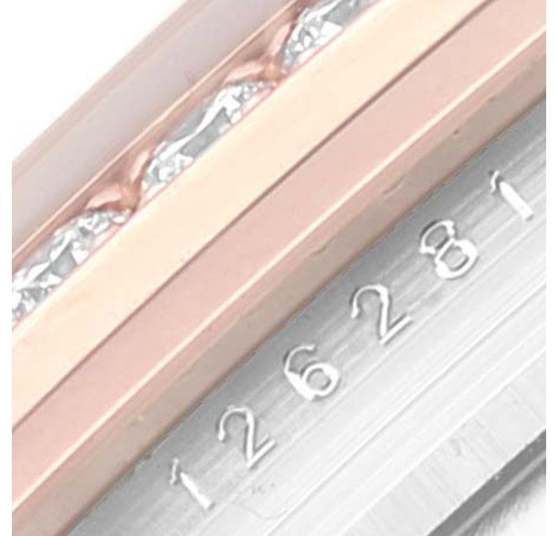 Rolex Datejust 36 Herrenuhr aus Stahl und Roségold mit geriffeltem Zifferblatt und Diamant-Lünette 126281 im Angebot 3