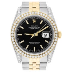 Rolex Datejust 36 Gold/Steel 116233 Schwarzes Index Zifferblatt Jubiläumsband Diamantuhr