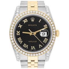 Rolex Datejust 36 Oro/Acciaio 116233 Quadrante Nero Logo Rolex Fascia Giubileo Diamanti