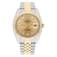 Rolex Datejust 36 Gold & Steel 116233 Champagne Diamond Dial Jubilee Watch B/P