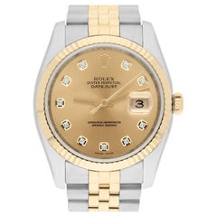 Rolex Datejust 36 Gold & Steel 116233 Champagne Diamond Dial Jubilee Watch B/P