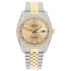 Rolex Datejust 36 Gold & Steel 116233 Champagne Index Dial Diamond Watch