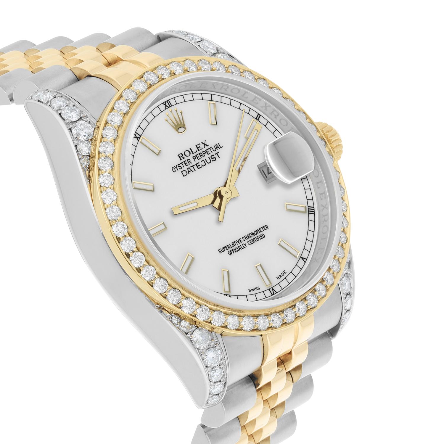 Rolex Datejust 36 Gold/Steel 116233 Diamond Bezel White Index Dial Jubilee Band For Sale 1