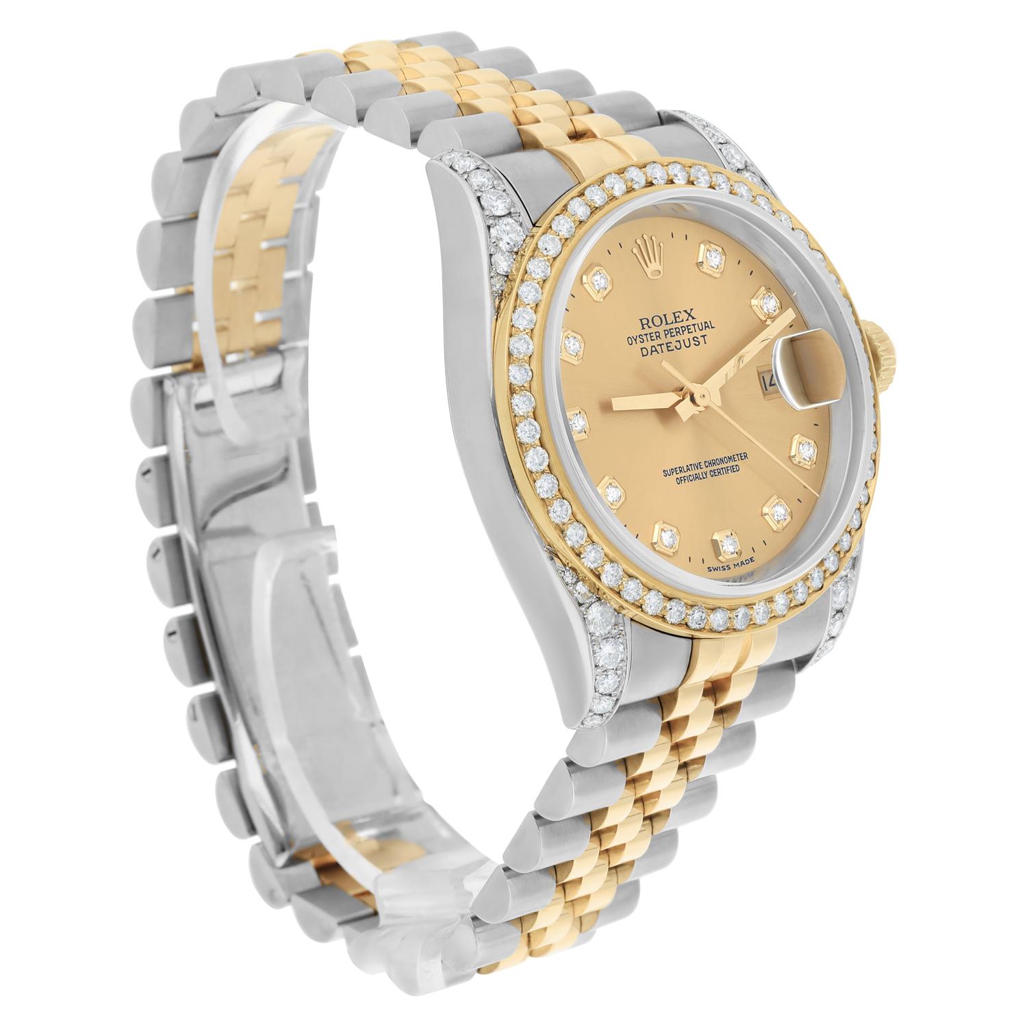 Rolex Datejust 36 Gold & Steel 116233 Watch Champagne Dial Jubilee Watch Diamond For Sale 2