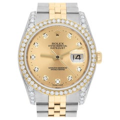 Rolex Datejust 36 Gold & Steel 116233 Watch Champagne Dial Jubilee Watch Diamond