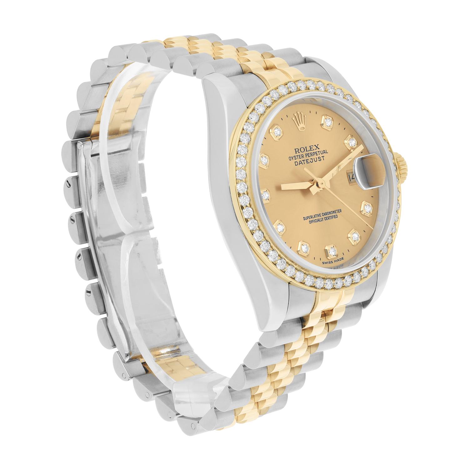 Reloj Rolex Datejust 36 Oro y Acero 116233 Reloj Jubilee Esfera Champán en venta 2
