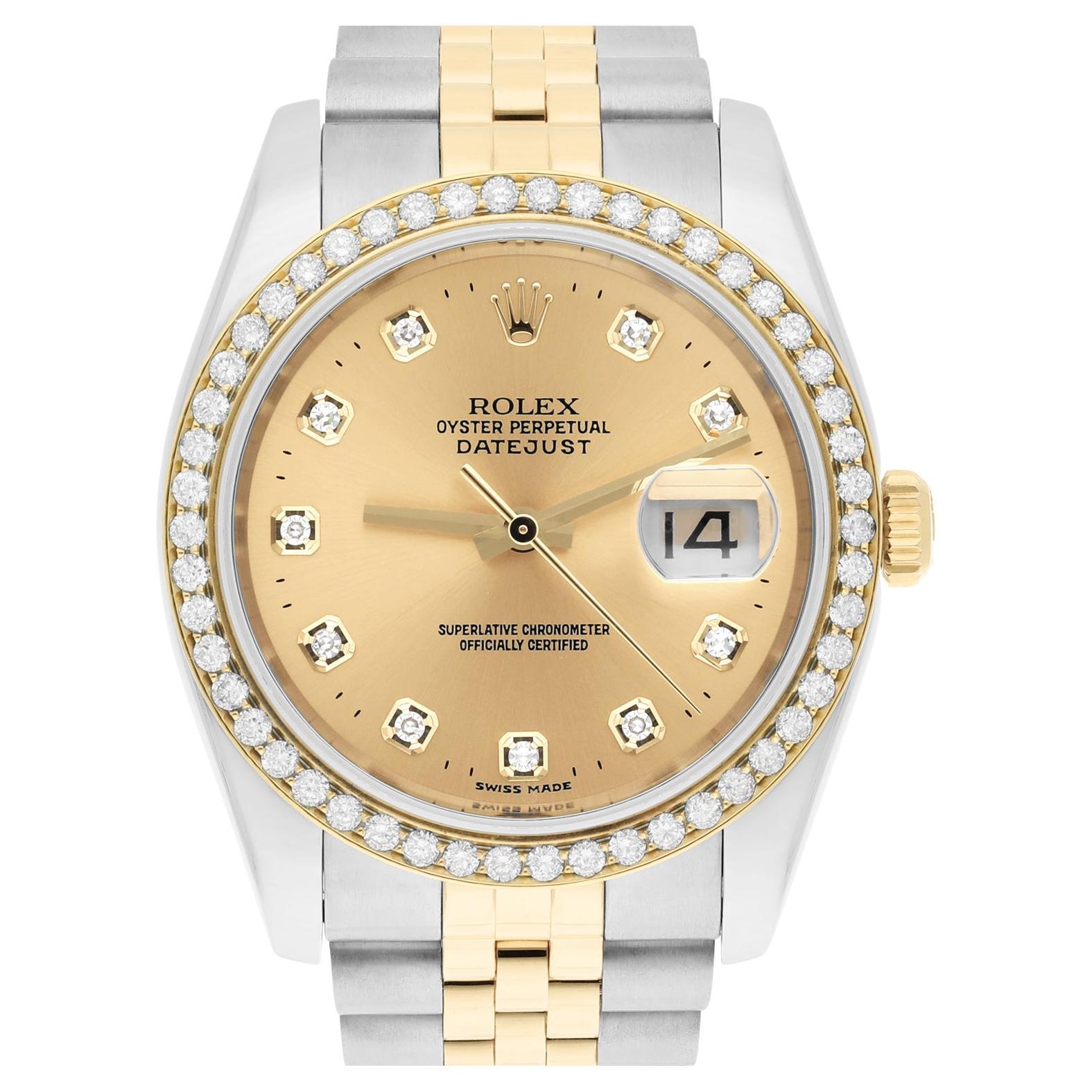 Rolex Datejust 36 Gold & Steel 116233 Watch Champagne Dial Jubilee Watch For Sale