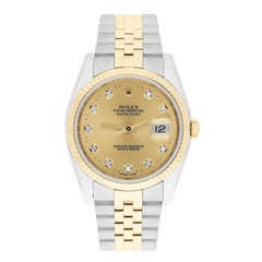 Rolex Datejust 36 Gold & Steel 116233 Watch Champagne Diamond Dial Jubilee Watch